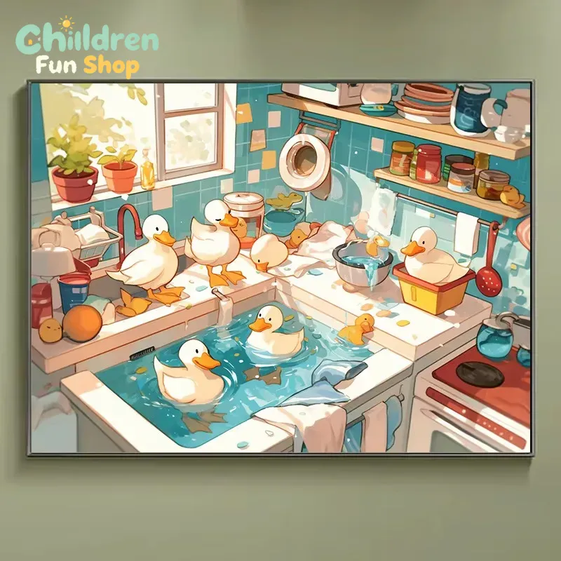 Resin Art Work - Lukisan Berlian Motif Hewan Bebek di