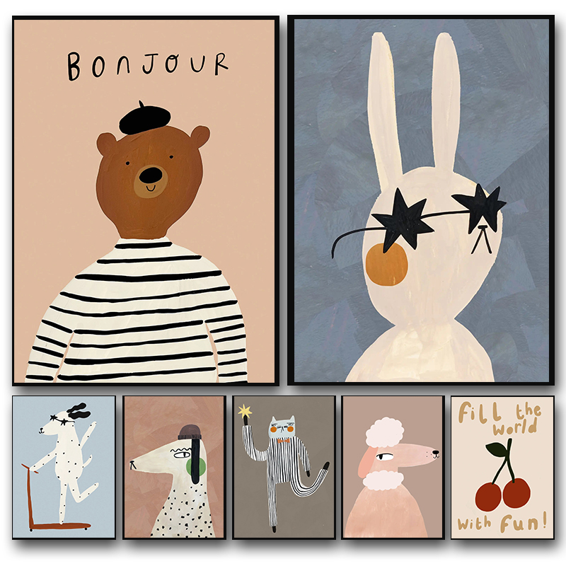 Resin Art Baby - Poster Kartun Anjing Angsa Kelinci Beruang