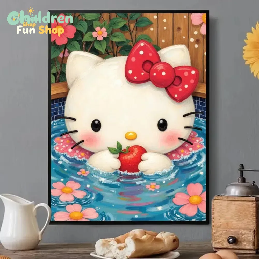 Resin Art Work - Lukisan Berlian Sanrio Kartun Lucu Hello